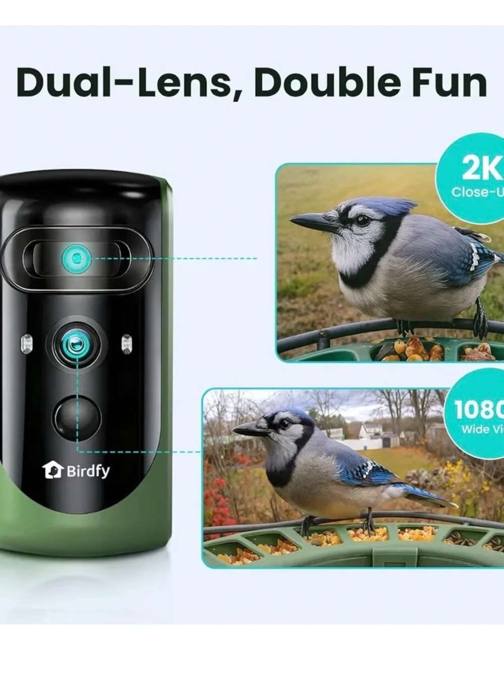 Birdfy Smart 2K Bird Feeder Camera in Olive Green